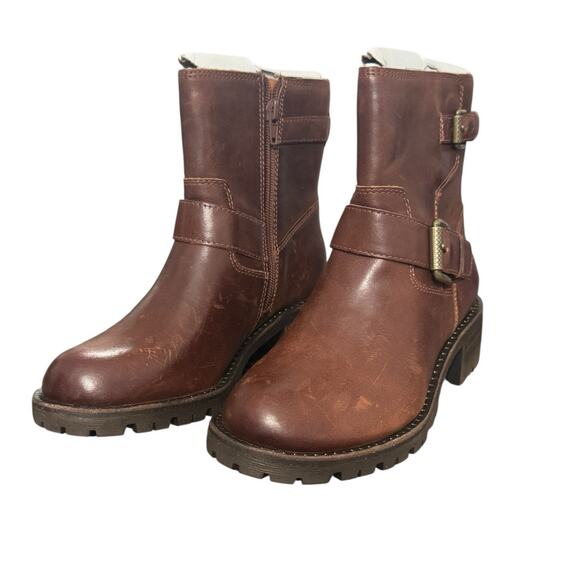 New! Lucky Brand Taini Moto Leather Biker Buckle Strap Combat Bootie - Size 6.5 - Picture 7 of 15